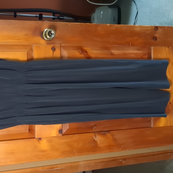 JOE FRESH* Size S elastic waist cap sleeve loop/button close 2pkt jumpsuit slate - Picture 7 of 8